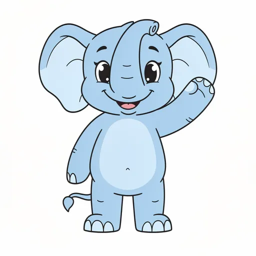 Blue elephant mascot waving